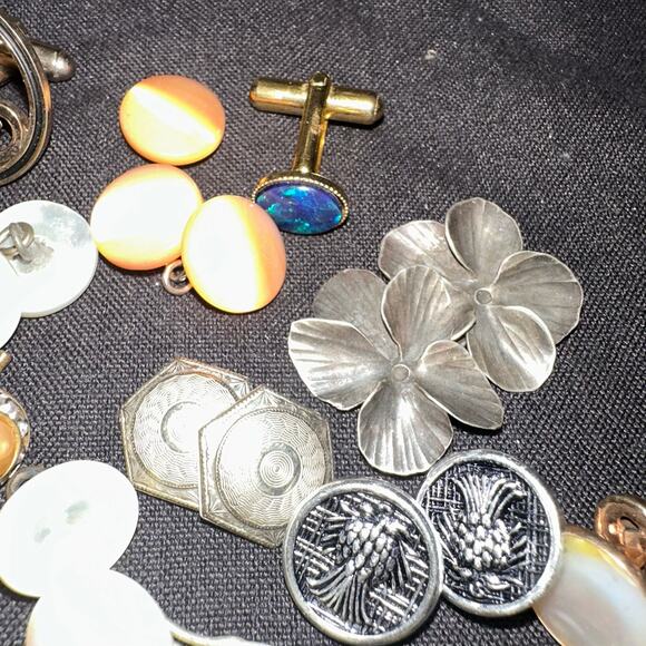 Random mix assortment antique vintage cufflinks buttons jewelry bundle lot - Picture 4 of 7